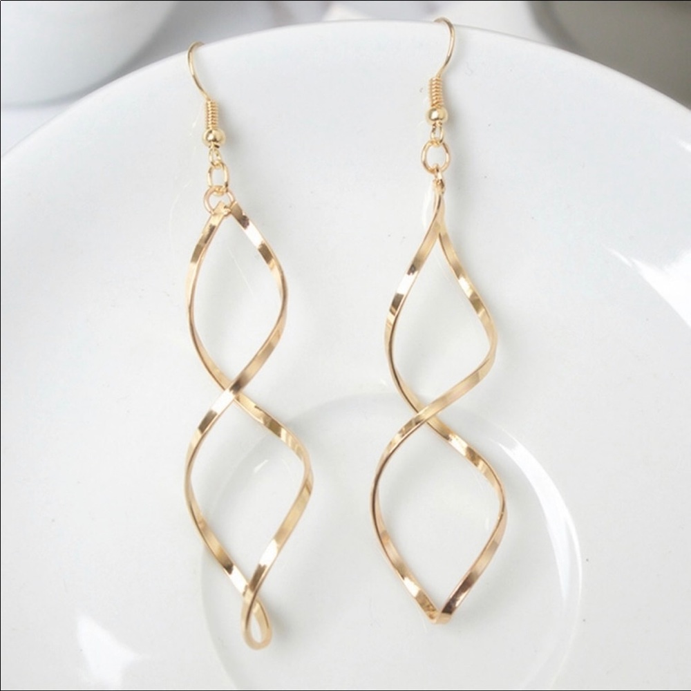 Double Loop Gold Drop Earring